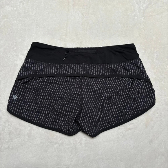 Lululemon Womens Speed Shorts Size 6 Manifesto Pinstripe Black White Rare - Picture 6 of 8